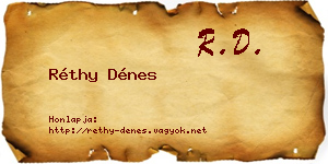 Réthy Dénes névjegykártya